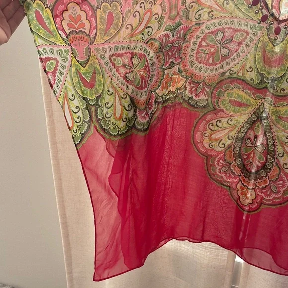 Susan Graver Vibrant Paisley Chiffon Tunic - Picture 3 of 4